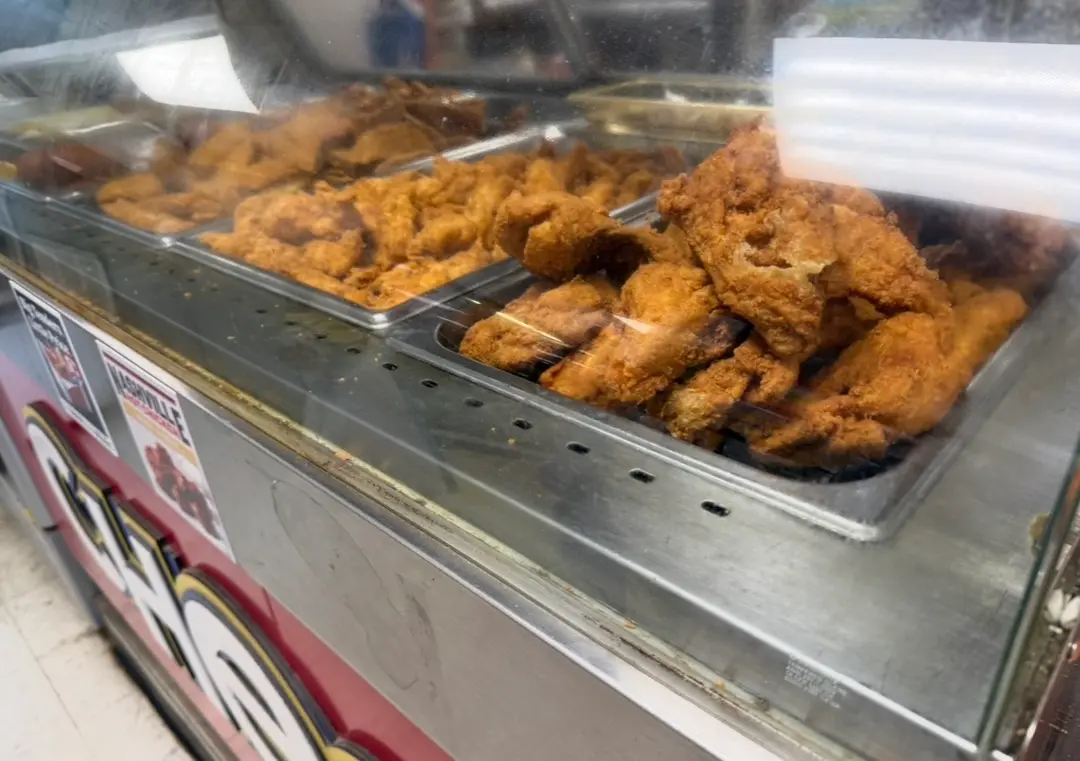 Chester’s fried chicken in the Big John’s hot case