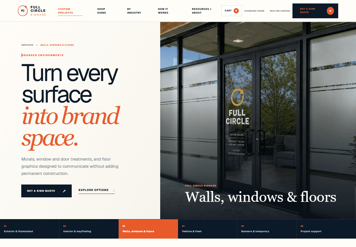 Full Circle Signage walls, windows, and floor graphics service page
