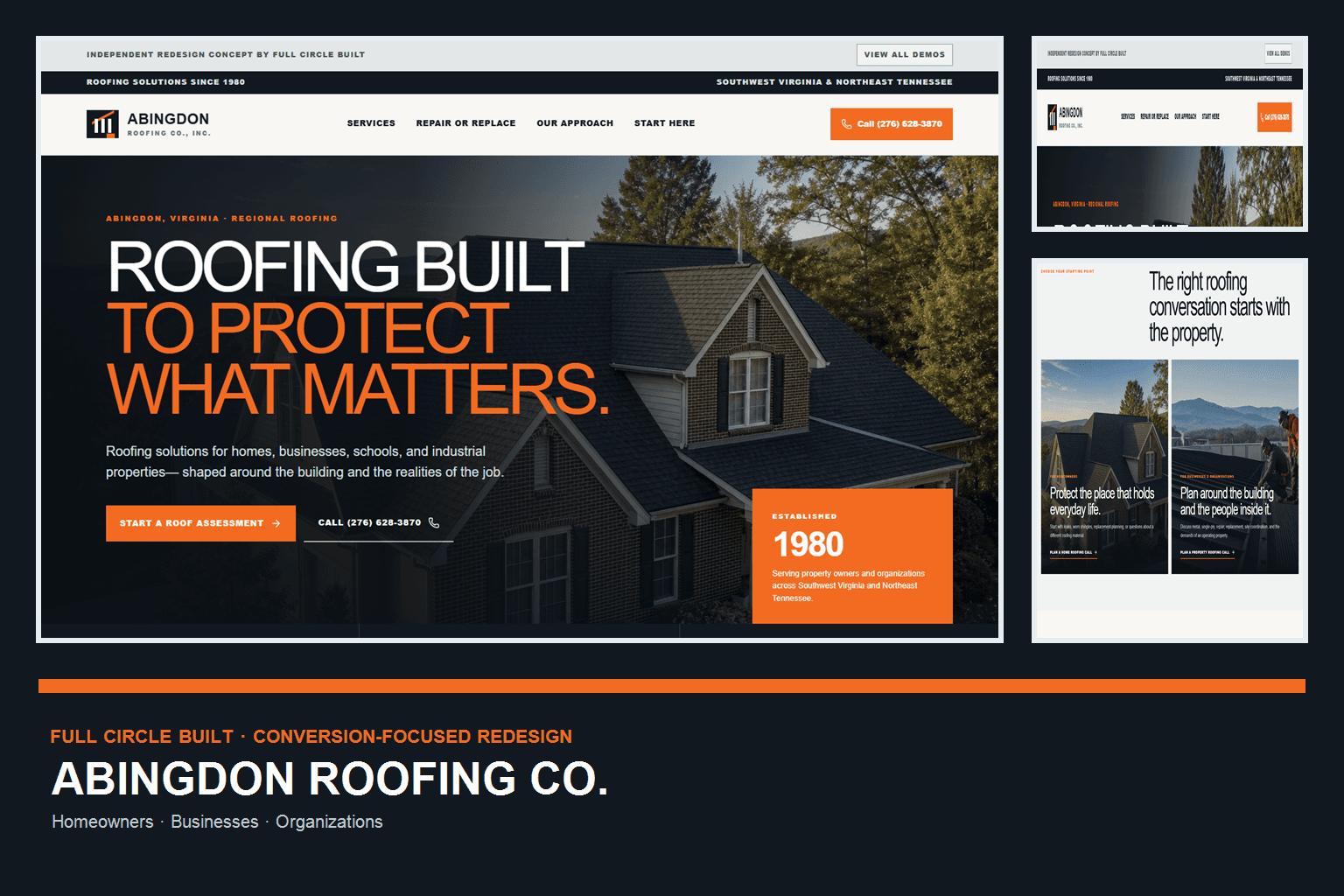 Abingdon Roofing Company website redesign concept preview